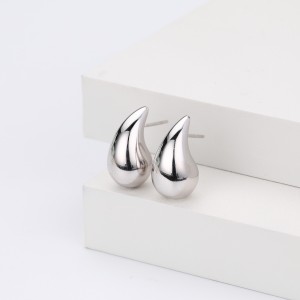 925 Sterling Silver Solid Sculptural Raindrop Stud Earrings 40400135