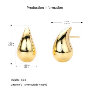 925 Sterling Silver Solid Sculptural Raindrop Stud Earrings 40400135