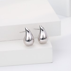 925 Sterling Silver Solid Sculptural Raindrop Stud Earrings 40400135