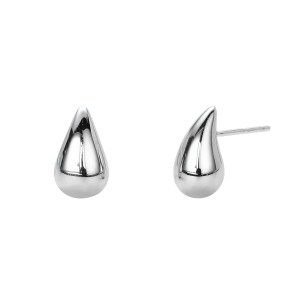 925 Sterling Silver Solid Sculptural Raindrop Stud Earrings 40400135