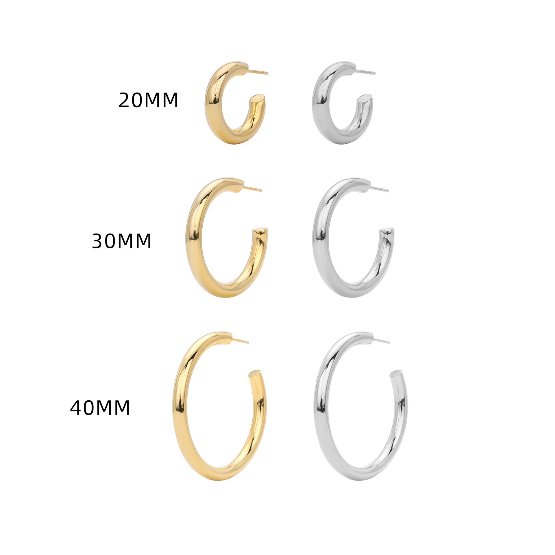 925 Sterling Silver Polished Chunky C-Hoop Earrings 40400137 - image1