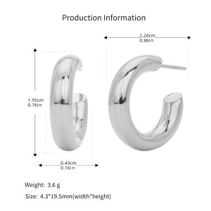 925 Sterling Silver Polished Chunky C-Hoop Earrings 40400137 925 Sterling Silver Polished Chunky C-Hoop Earrings 40400137