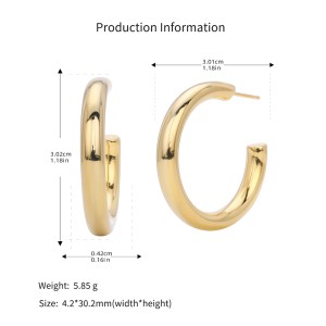 925 Sterling Silver Polished Chunky C-Hoop Earrings 40400137 925 Sterling Silver Polished Chunky C-Hoop Earrings 40400137