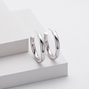 925 Sterling Silver Polished Chunky C-Hoop Earrings 40400137 925 Sterling Silver Polished Chunky C-Hoop Earrings 40400137