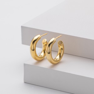 925 Sterling Silver Polished Chunky C-Hoop Earrings 40400137 925 Sterling Silver Polished Chunky C-Hoop Earrings 40400137