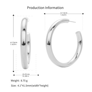 925 Sterling Silver Polished Chunky C-Hoop Earrings 40400137 925 Sterling Silver Polished Chunky C-Hoop Earrings 40400137