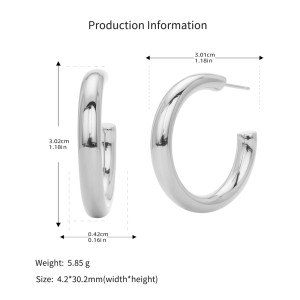 925 Sterling Silver Polished Chunky C-Hoop Earrings 40400137 925 Sterling Silver Polished Chunky C-Hoop Earrings 40400137