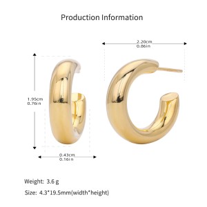 925 Sterling Silver Polished Chunky C-Hoop Earrings 40400137 925 Sterling Silver Polished Chunky C-Hoop Earrings 40400137