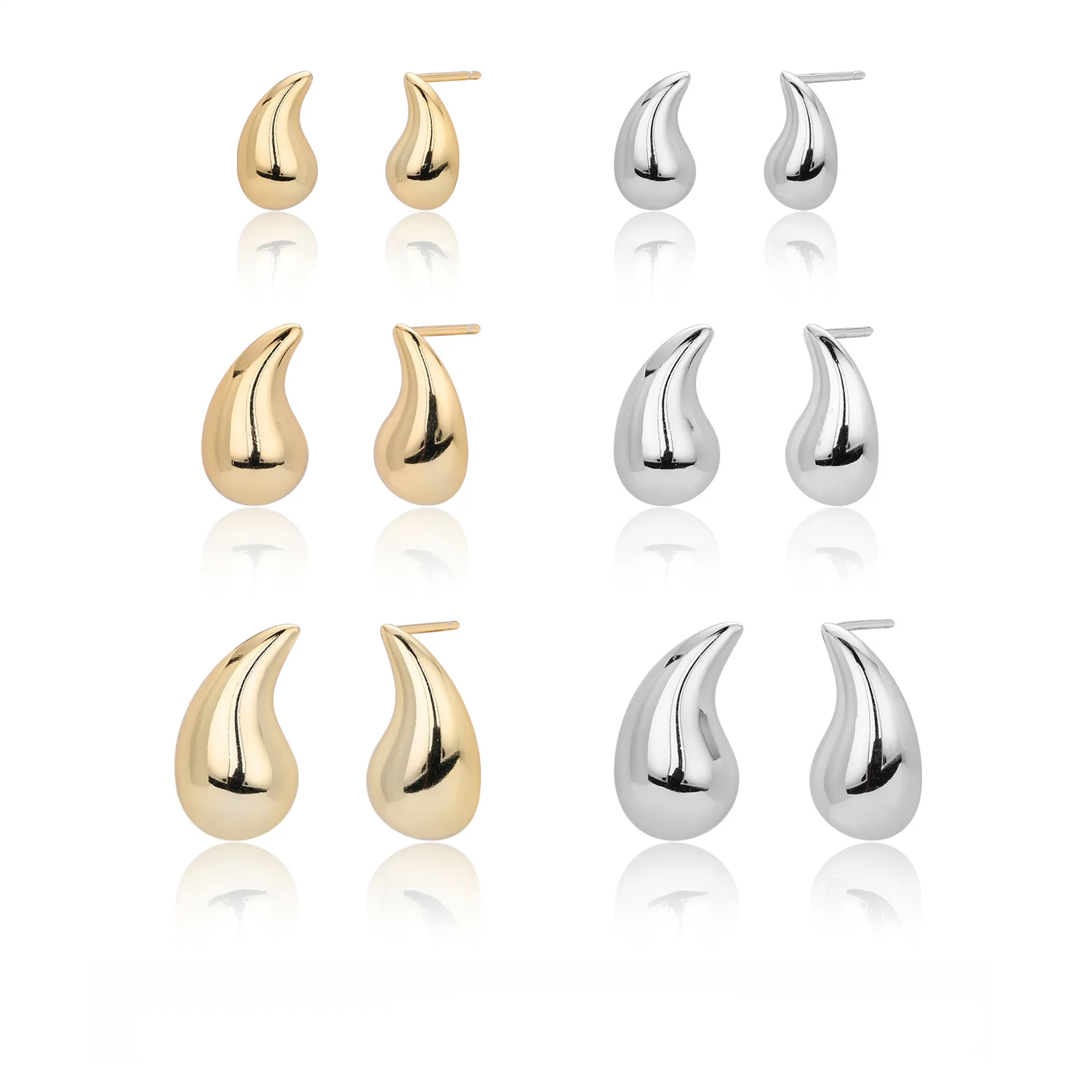 925 Sterling Silver Geometric Smooth Raindrop Stud Earrings 40400138 - image3