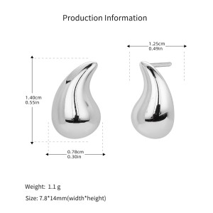 925 Sterling Silver Geometric Smooth Raindrop Stud Earrings 40400138 925 Sterling Silver Geometric Smooth Raindrop Stud Earrings 40400138