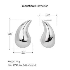 925 Sterling Silver Geometric Smooth Raindrop Stud Earrings 40400138 925 Sterling Silver Geometric Smooth Raindrop Stud Earrings 40400138