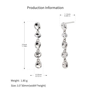 925 Sterling Silver Liquid Metal Nugget Drop Stud Earrings 40400139 925 Sterling Silver Liquid Metal Nugget Drop Stud Earrings 40400139