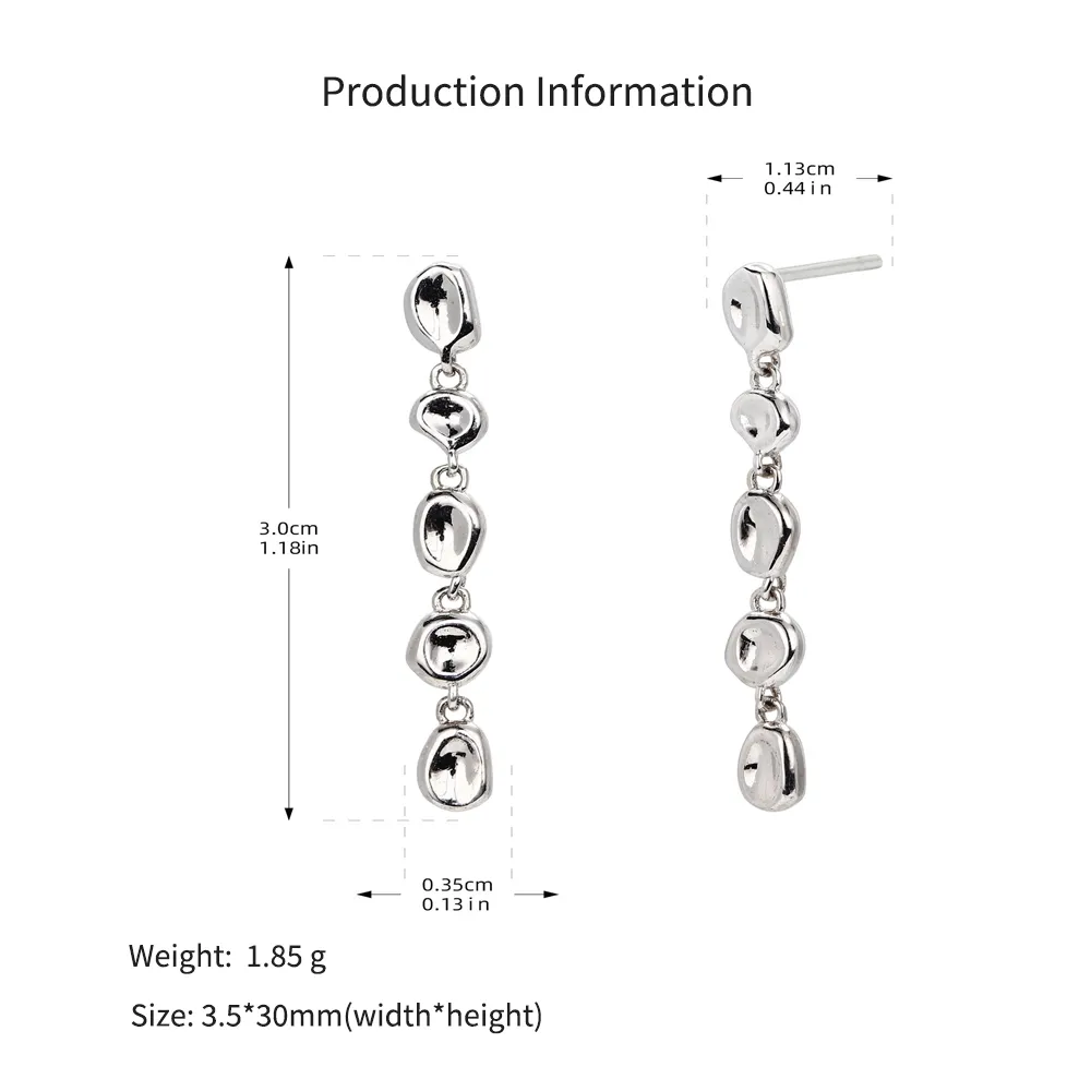 925 Sterling Silver Liquid Metal Nugget Drop Stud Earrings 40400139 - image2