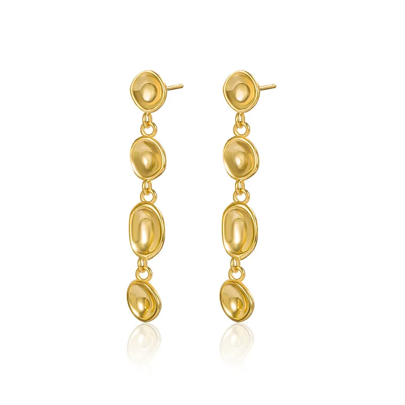 925 Sterling Silver Abstract Bean Linear Dangle Stud Earrings 40400142 925 Sterling Silver Abstract Bean Linear Dangle Stud Earrings 40400142