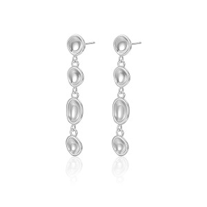925 Sterling Silver Abstract Bean Linear Dangle Stud Earrings 40400142 925 Sterling Silver Abstract Bean Linear Dangle Stud Earrings 40400142