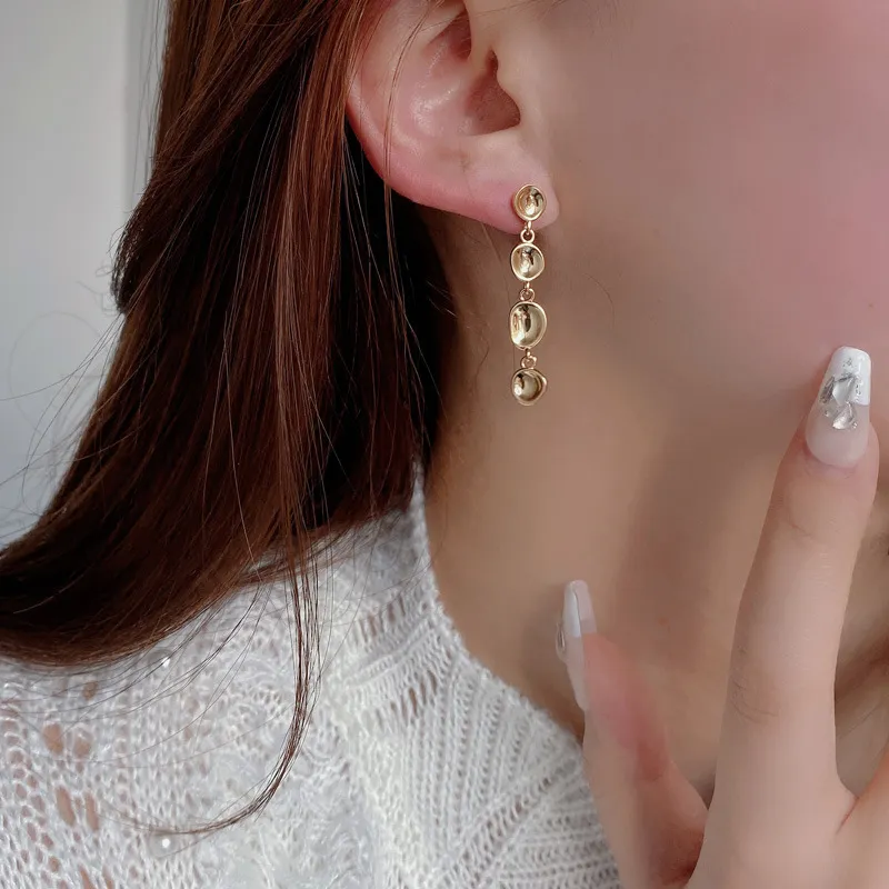 925 Sterling Silver Abstract Bean Linear Dangle Stud Earrings 40400142 - image1