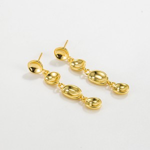 925 Sterling Silver Abstract Bean Linear Dangle Stud Earrings 40400142 925 Sterling Silver Abstract Bean Linear Dangle Stud Earrings 40400142