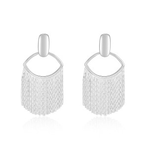 925 Sterling Silver Geometric Chain Fringe Earrings 40400143 925 Sterling Silver Geometric Chain Fringe Earrings 40400143
