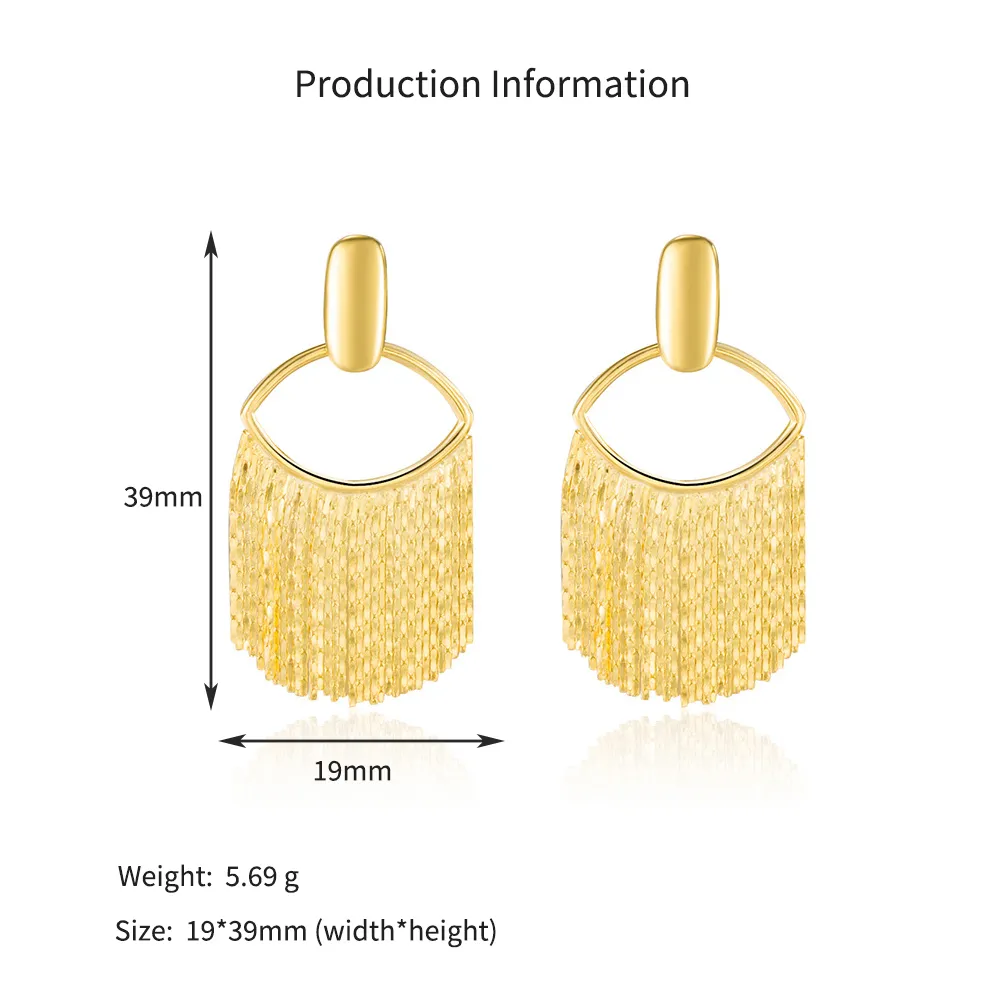 925 Sterling Silver Geometric Chain Fringe Earrings 40400143 - image4