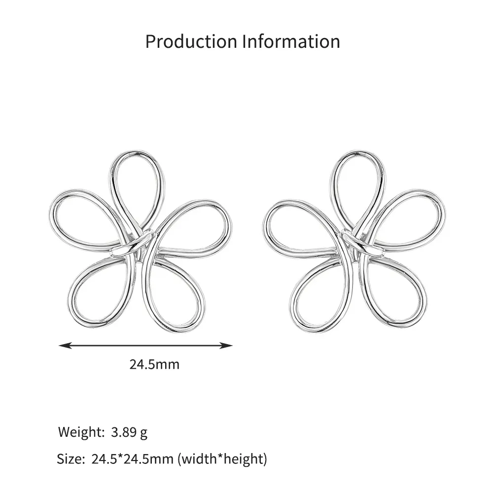 925 Sterling Silver Hollow Wire Floral Knot Stud Earrings 40400144 - image2