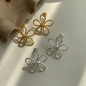 925 Sterling Silver Hollow Wire Floral Knot Stud Earrings 40400144 925 Sterling Silver Hollow Wire Floral Knot Stud Earrings 40400144