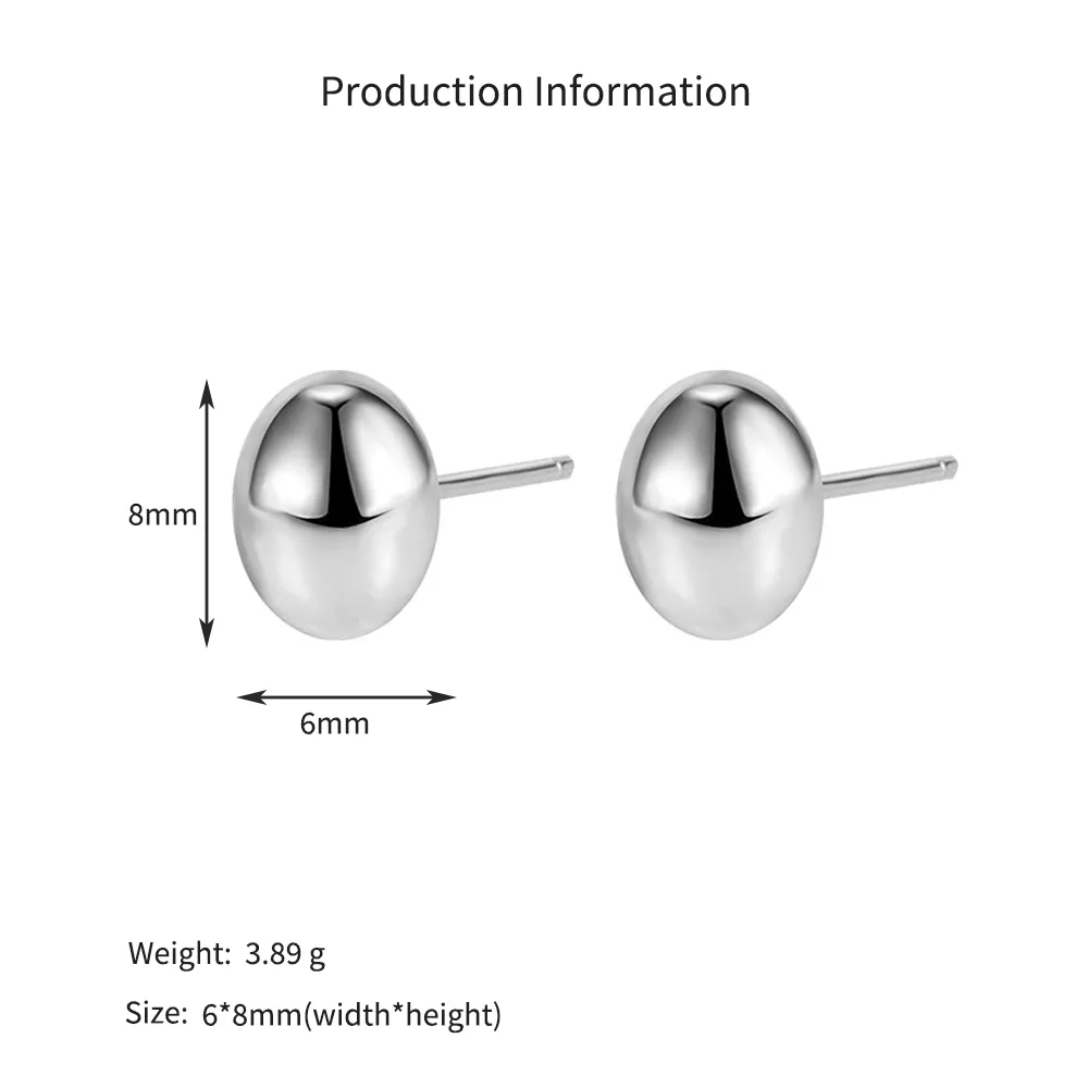 925 Sterling Silver Smooth Oval Bean Stud Earrings 40400145 - image2