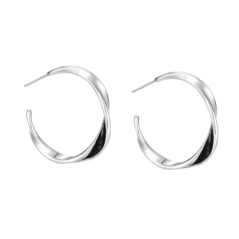 925 Sterling Silver Geometric Mobius Twist Hoop Earrings 40400146 925 Sterling Silver Geometric Mobius Twist Hoop Earrings 40400146