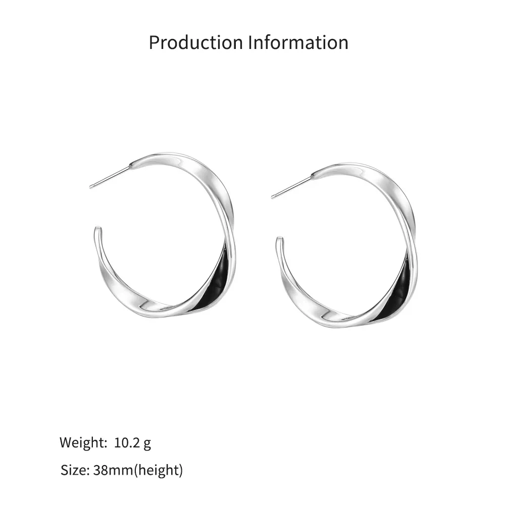 925 Sterling Silver Geometric Mobius Twist Hoop Earrings 40400146 - image2