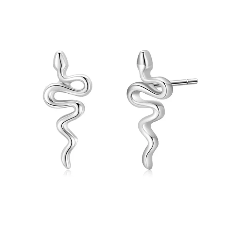 925 Sterling Silver Minimalist Snake-Shape Stud Earring 40400147 925 Sterling Silver Minimalist Snake-Shape Stud Earring 40400147
