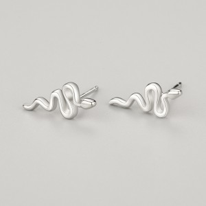 925 Sterling Silver Minimalist Snake-Shape Stud Earring 40400147 925 Sterling Silver Minimalist Snake-Shape Stud Earring 40400147
