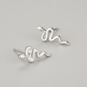 925 Sterling Silver Minimalist Snake-Shape Stud Earring 40400147 925 Sterling Silver Minimalist Snake-Shape Stud Earring 40400147