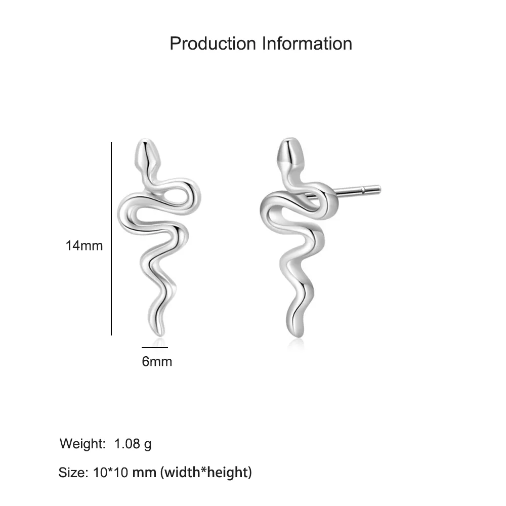 925 Sterling Silver Minimalist Snake-Shape Stud Earring 40400147 - image2