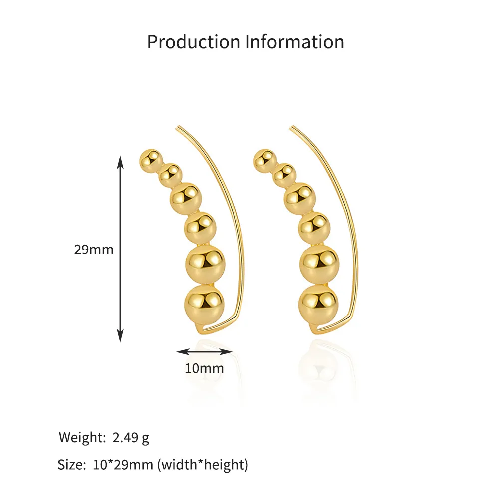 925 Sterling Silver Curved Graduated Ball Stud Earrings 40400149 - image2