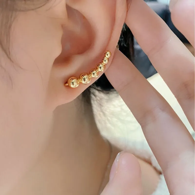 925 Sterling Silver Curved Graduated Ball Stud Earrings 40400149 - image1