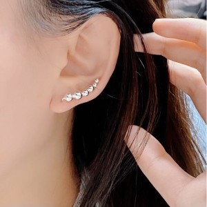 925 Sterling Silver Curved Graduated Ball Stud Earrings 40400149 925 Sterling Silver Curved Graduated Ball Stud Earrings 40400149