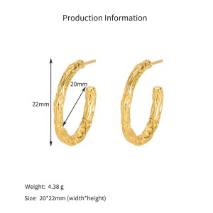 925 Sterling Silver Irregular Crinkled Texture C-Hoop Earrings 40400150 925 Sterling Silver Irregular Crinkled Texture C-Hoop Earrings 40400150