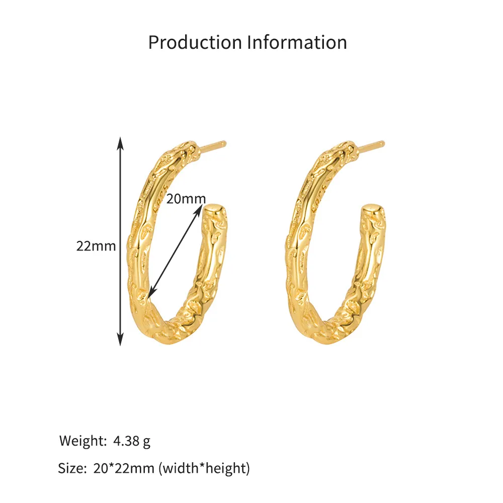 925 Sterling Silver Irregular Crinkled Texture C-Hoop Earrings 40400150 - image2