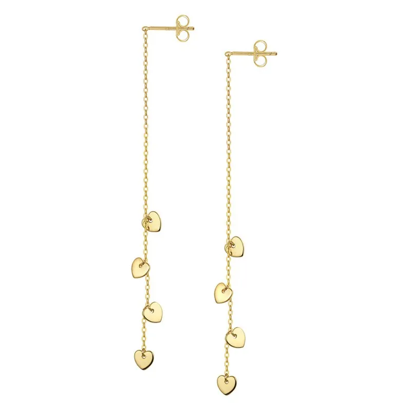 925 Sterling Silver Cascading Heart Drop Stud Earrings 40400151