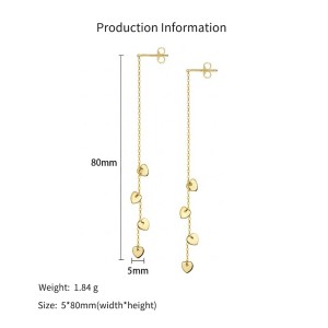 925 Sterling Silver Cascading Heart Drop Stud Earrings 40400151 925 Sterling Silver Cascading Heart Drop Stud Earrings 40400151