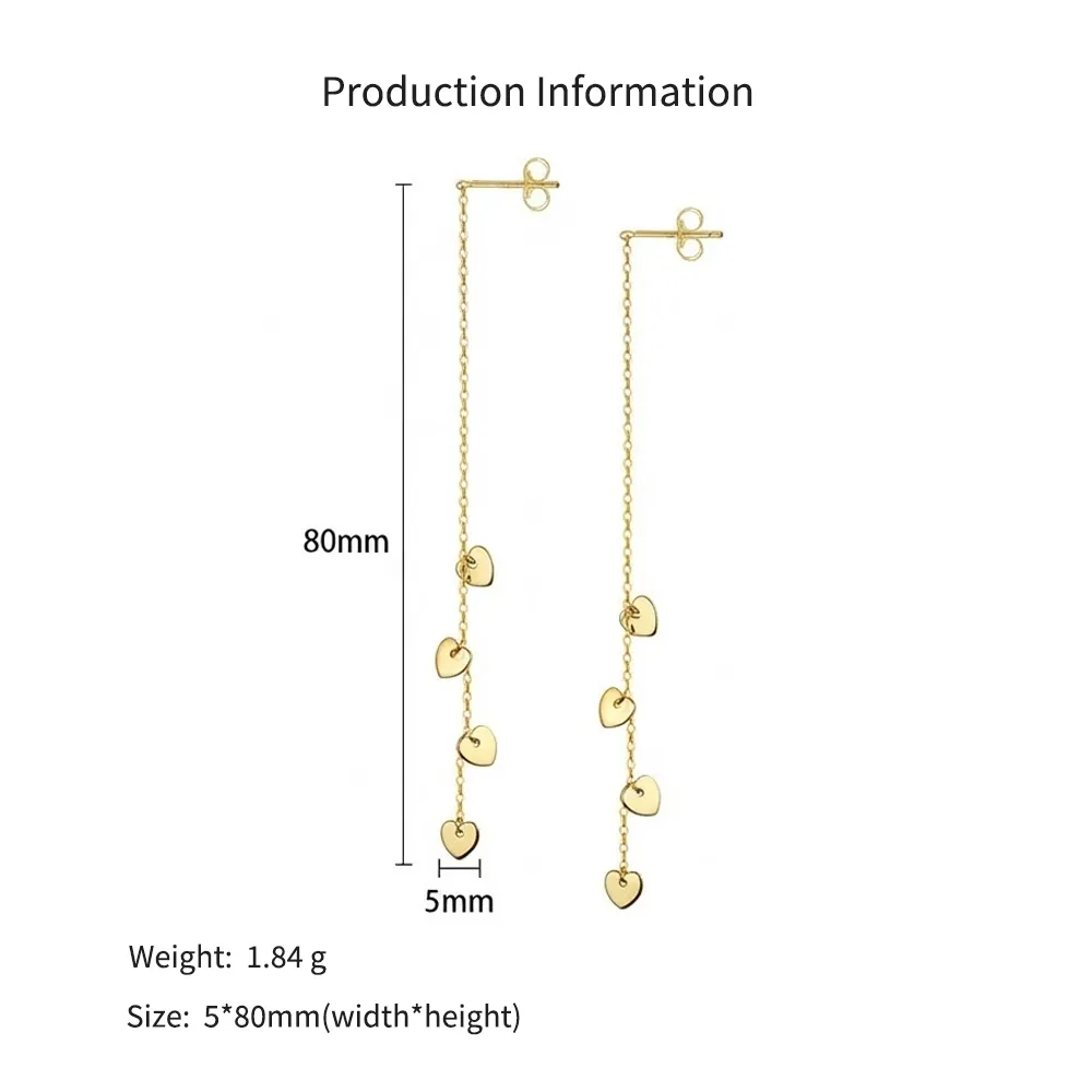 925 Sterling Silver Cascading Heart Drop Stud Earrings 40400151 - image2