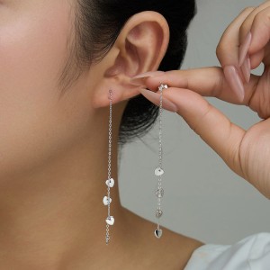 925 Sterling Silver Cascading Heart Drop Stud Earrings 40400151 925 Sterling Silver Cascading Heart Drop Stud Earrings 40400151