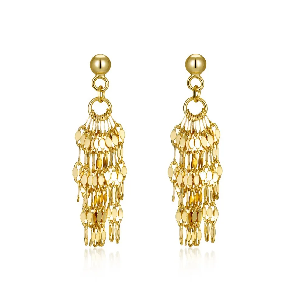 925 Sterling Silver Sequin Chain Tassel Drop Stud Earrings 40400152 925 Sterling Silver Sequin Chain Tassel Drop Stud Earrings 40400152