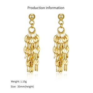 925 Sterling Silver Sequin Chain Tassel Drop Stud Earrings 40400152 925 Sterling Silver Sequin Chain Tassel Drop Stud Earrings 40400152