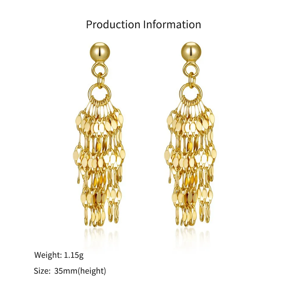 925 Sterling Silver Sequin Chain Tassel Drop Stud Earrings 40400152 - image4