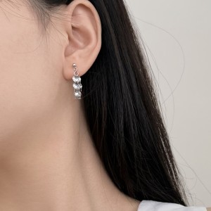 925 Sterling Silver Sequin Chain Tassel Drop Stud Earrings 40400152 925 Sterling Silver Sequin Chain Tassel Drop Stud Earrings 40400152