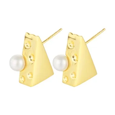 Triangle Cheese Pearl Stud Earring 40500004