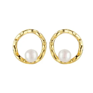 Round Circle Pearl Stud Earring 40500006