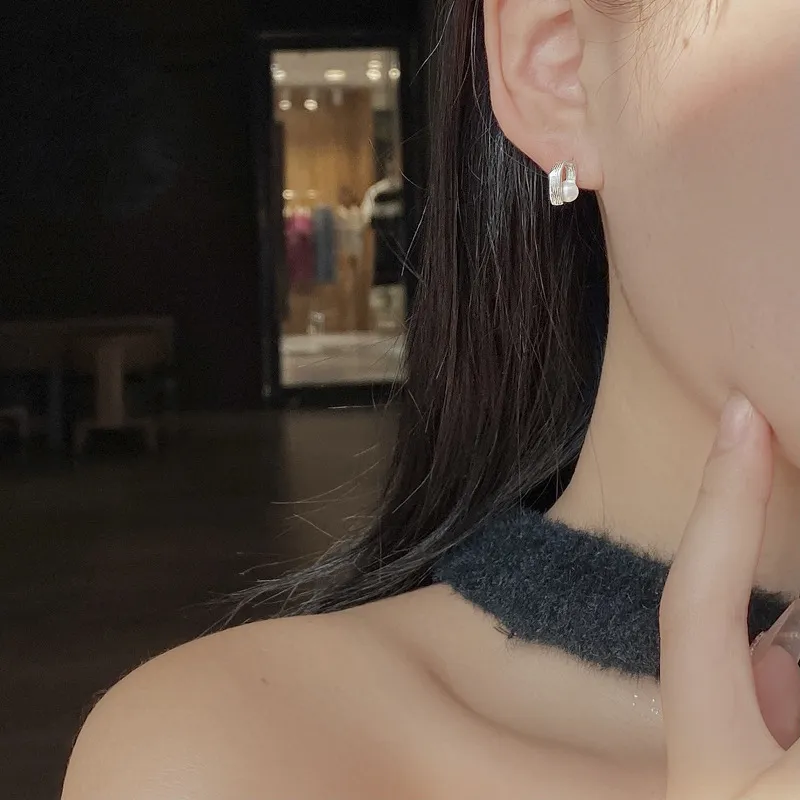 Minimalist Wires Pearl Stud Earring 40500008 - image2