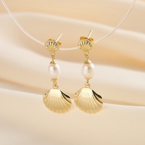 925 Sterling Silver Vintage Pearl Shell Stud Earring 40500016