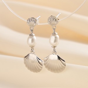 925 Sterling Silver Vintage Pearl Shell Stud Earring 40500016